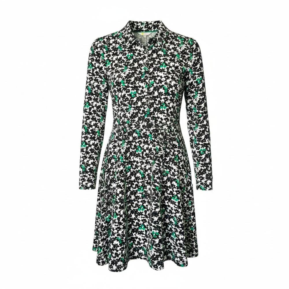 NWT Boden Women's Size 8 Alma Floral Fit & Flare Long Sleeve Jersey Shirt Dress